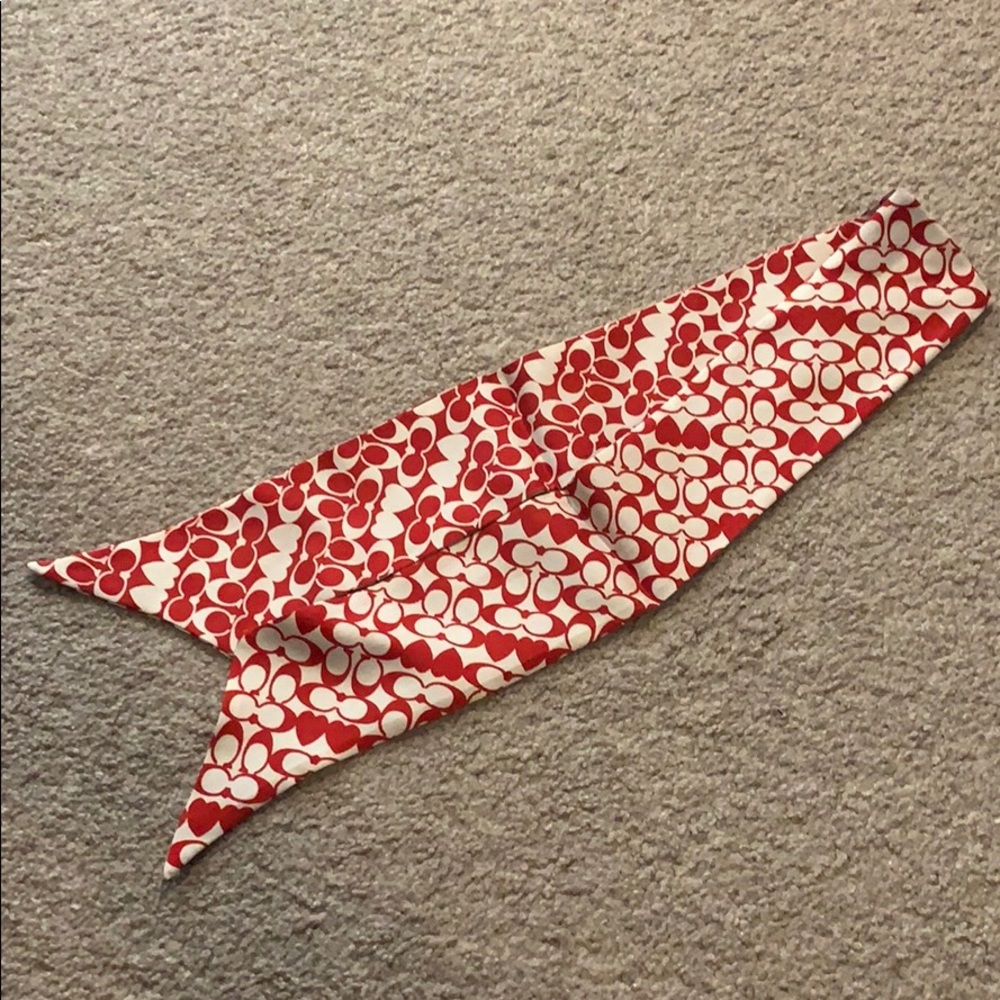 Red and White Coach Ponytail Scarf